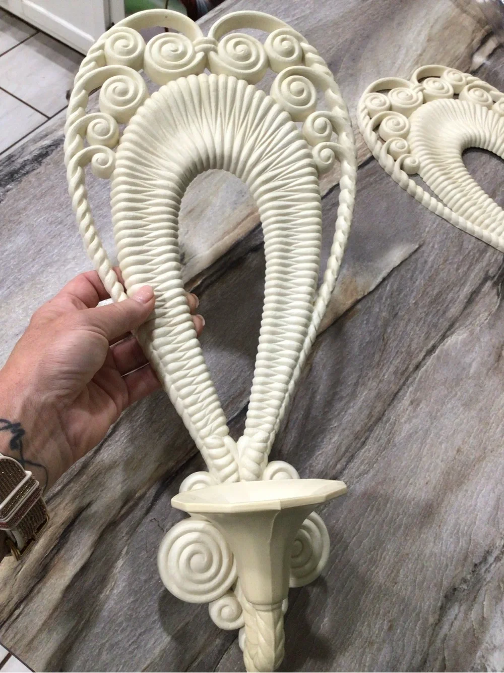 Vintage 1975 Burwood Products Faux Wicker Wall Sconce Pair MCM Boho Rattan 17